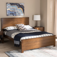 Baxton Studio HT1702-Walnut Brown-Full Catalina Modern Classic Mission Style Brown-Finished Wood Full Platform Bed